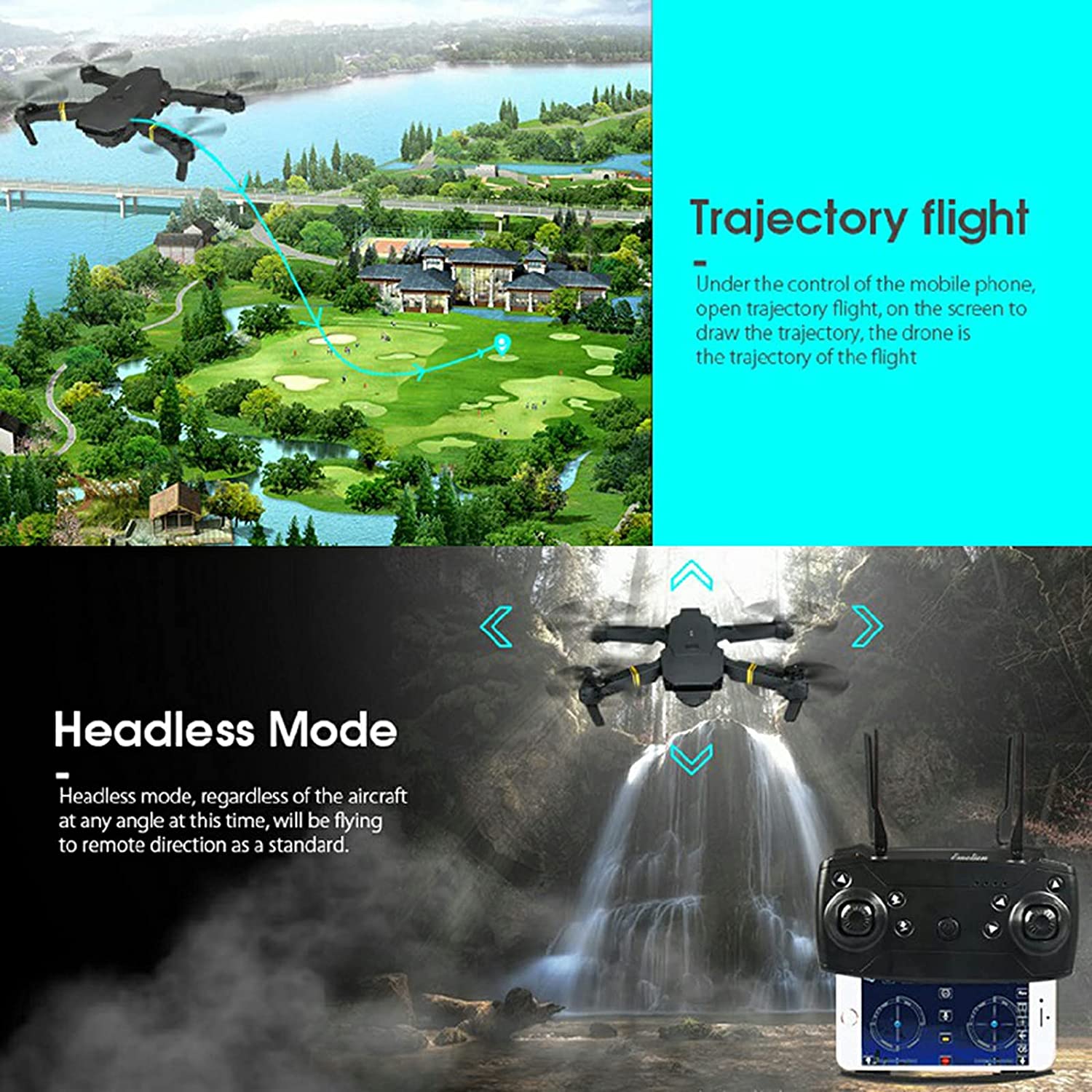4K HD Dual Camera RC FPV WiFi Portable Wide Angle Foldable Quadcopter Drone - Mode & More