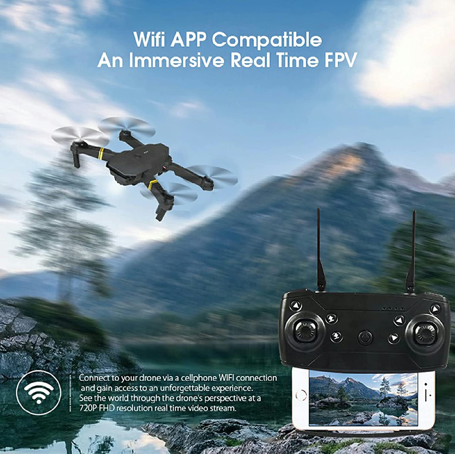 4K HD Dual Camera RC FPV WiFi Portable Wide Angle Foldable Quadcopter Drone - Mode & More