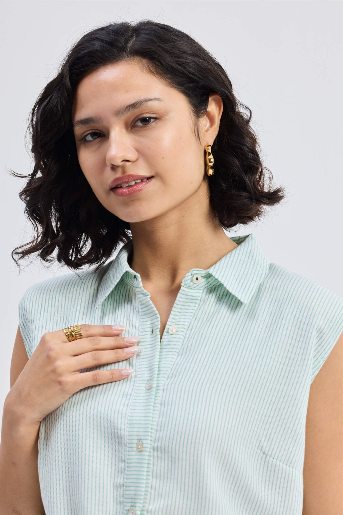 Drawstring Shirt Dress in Stripes - Mode & More