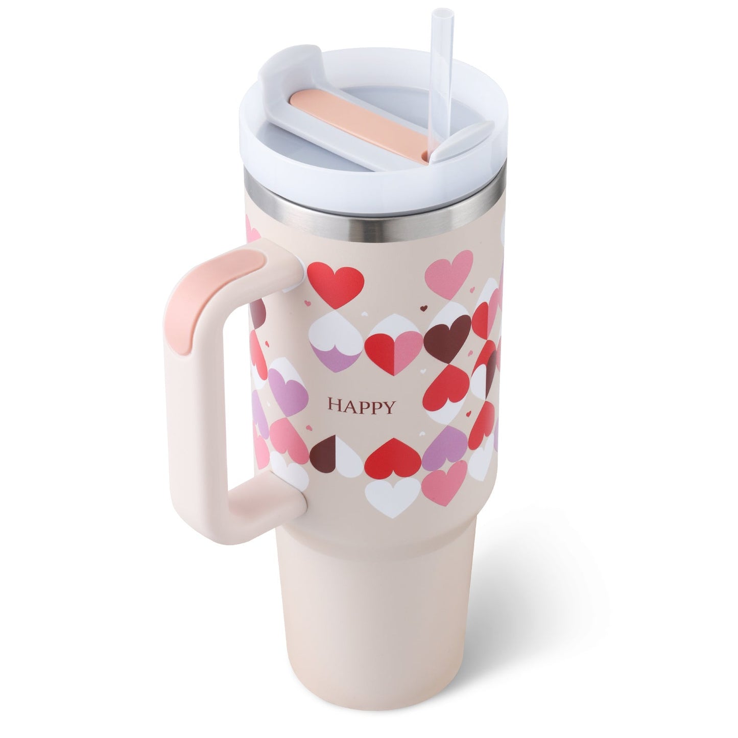 40 Oz Tumbler With Handle Straw Insulated, Stainless Steel Spill Proof Vacuum Coffee Cup Tumbler With Lid Tapered Mug Gifts For Valentine Lover Suitable For Car Gym Office Travel - Mode & More
