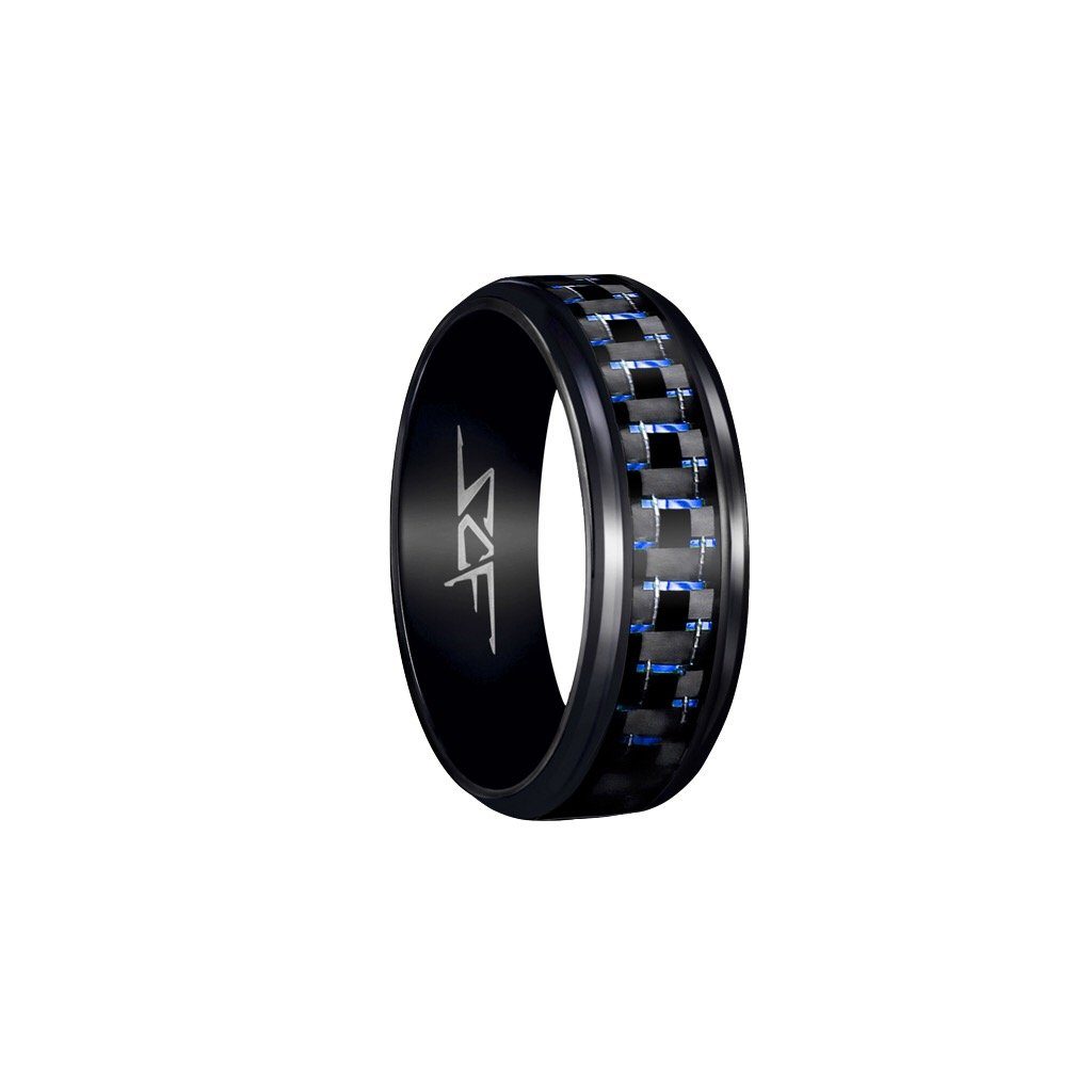 Blue Lace Real Carbon Fiber Ring | Black | Slate Series - Mode & More