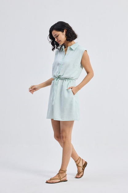 Drawstring Shirt Dress in Stripes - Mode & More