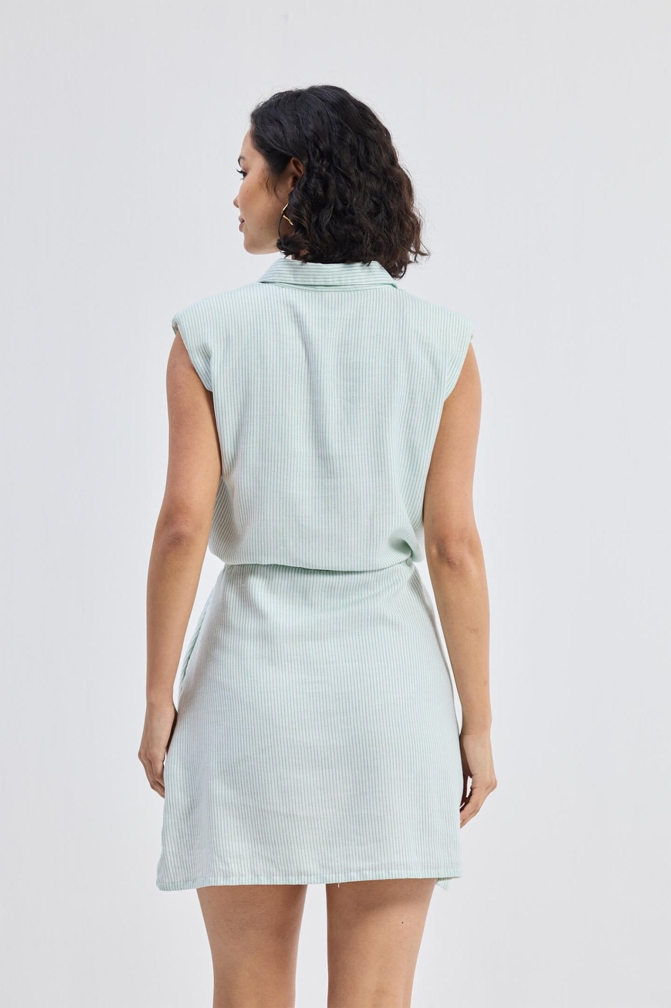 Drawstring Shirt Dress in Stripes - Mode & More