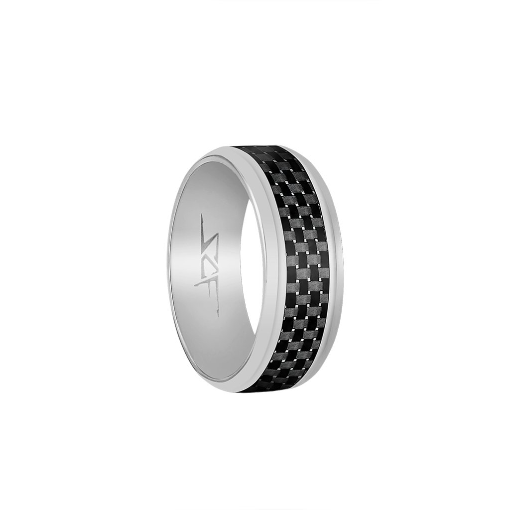 Real Carbon Fiber Ring | Silver | Slate Series - Mode & More